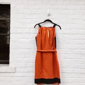 Tahari Orange/Navy/Beige Dress - Size 4